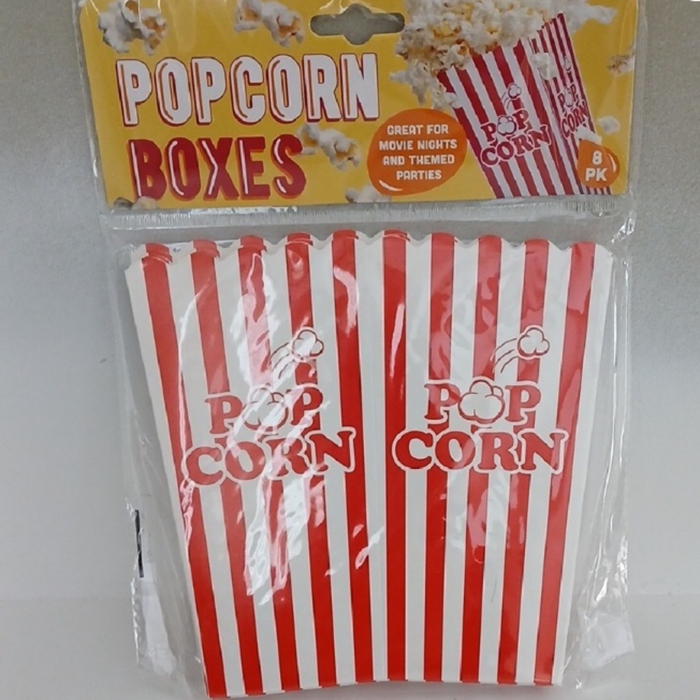 Red and White Popcorn Boxes - 8 Pack